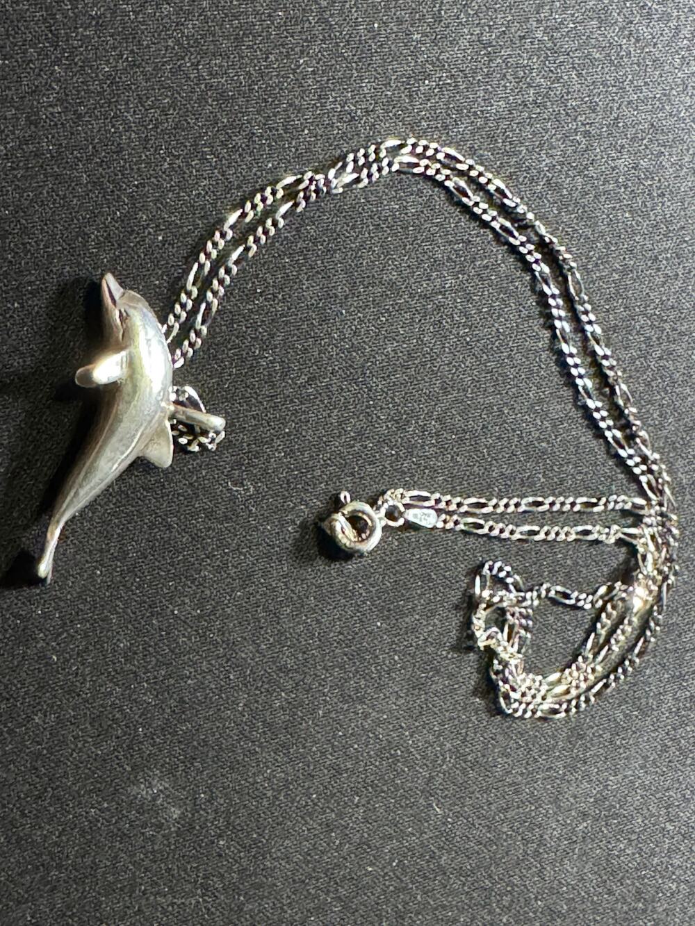 Vintage 925 Sterling Silver Italy Dolphin 21in Necklace
